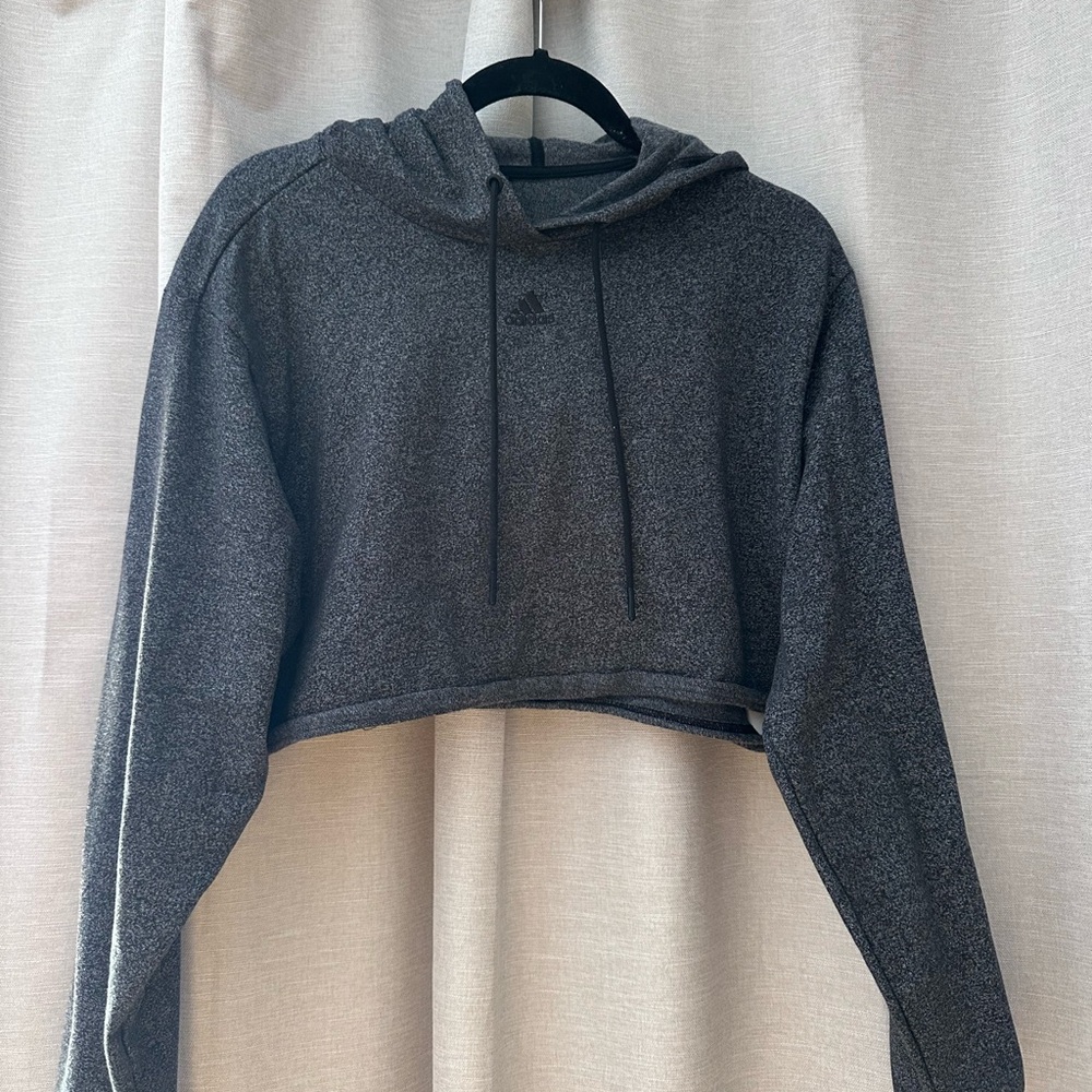 Adidas Women's Charcoal Cropped Hoodie